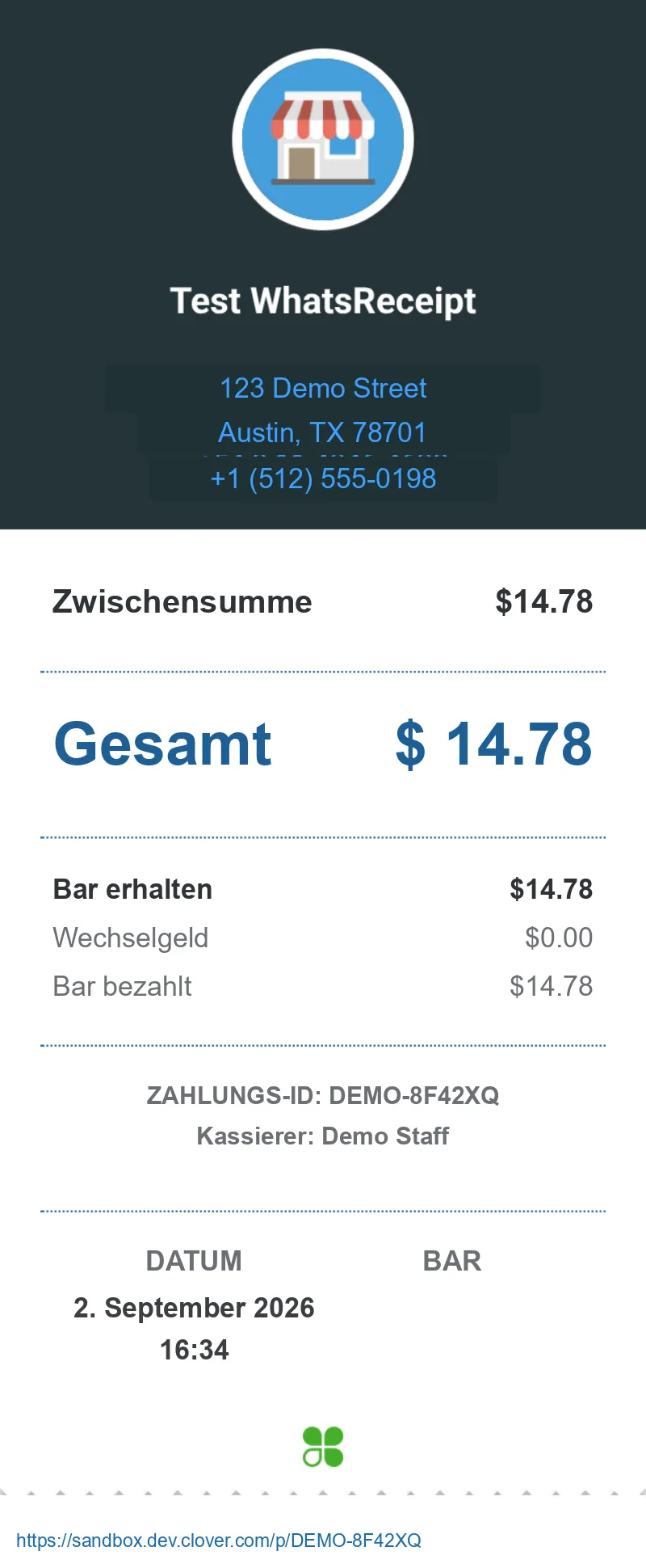 WhatsReceipt-Beleg